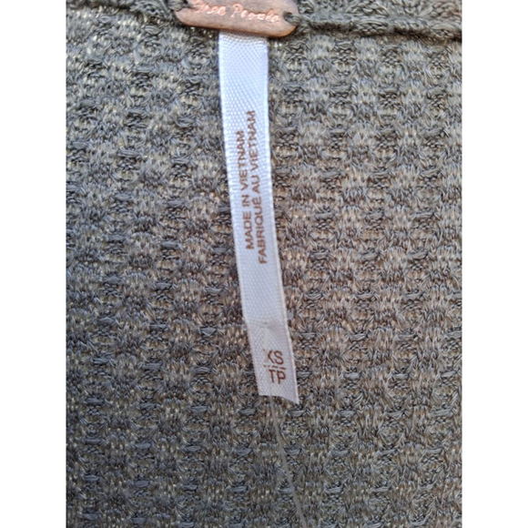 Free People Olive Stone Green Waffle Knit Ruffle Tunic Top XS NWT - Picture 10 of 12